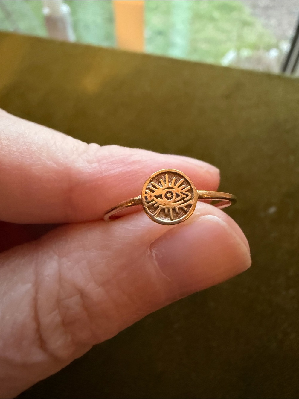 Evil Eye Amulet Ring - Stamped 10k Yellow Gold